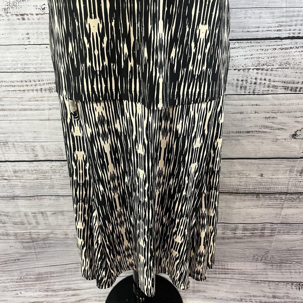 JM Collection 2pc Skirt Blouse Set Outfit size Small Black Camel Slinky Peasant - Picture 6 of 10